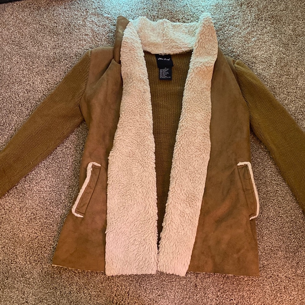 Brown and cream colored fur lightweight sweater